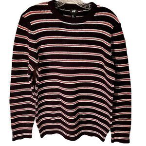 H&M Ribbed Pullover Sweater Jumper L/S Red Black White Worn By Actor On TV Show
